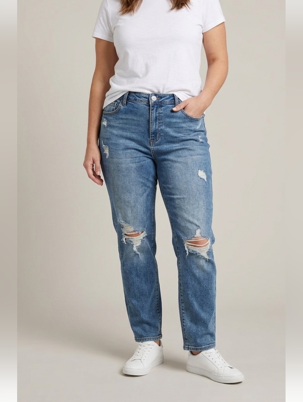 H&H HARMONY & HAVOC Cropped Capri Ankle Crop Distressed Jeans Sz 14P